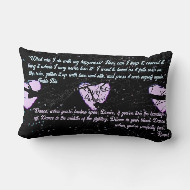 Coussin Rectangle Corbeau amour foncé craqué coeur brillant avec des (Verso)