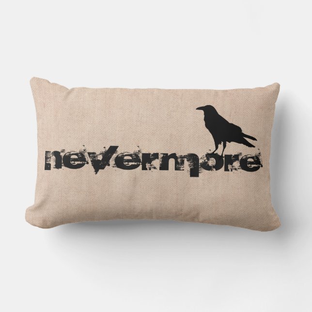 Coussin Rectangle Corbeau d'Halloween jamais plus burap (Recto)