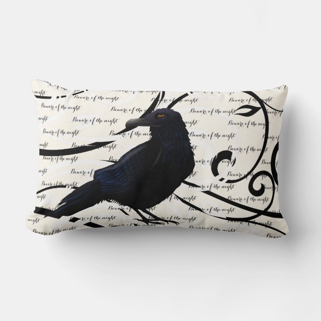 Coussin Rectangle Corbeau d'oreiller d'Halloween (Recto)