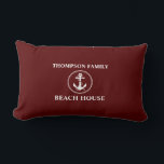 Coussin Rectangle Corde d'Ancres nautiques Nom de famille Maison de<br><div class="desc">Votre Nom De Famille Beach House Rope & Ancre Deep Red Lumbar Coussin Cushion.</div>