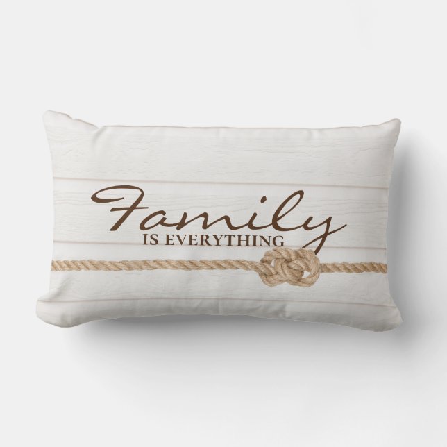 Coussin Rectangle Corde de famille noeud sur bois blanchi (Recto)
