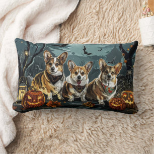 Coussin Rectangle Corgi Halloween Effrayant