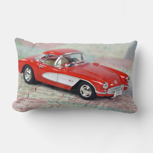 Coussin Rectangle Corvette 1957 sur la carte routière (Recto)