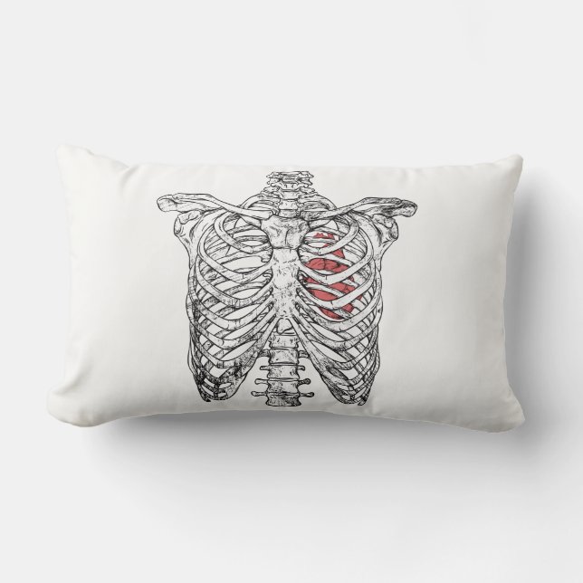 Coussin Rectangle Côtes Vintage & Anatomie du Cœur Halloween (Recto)