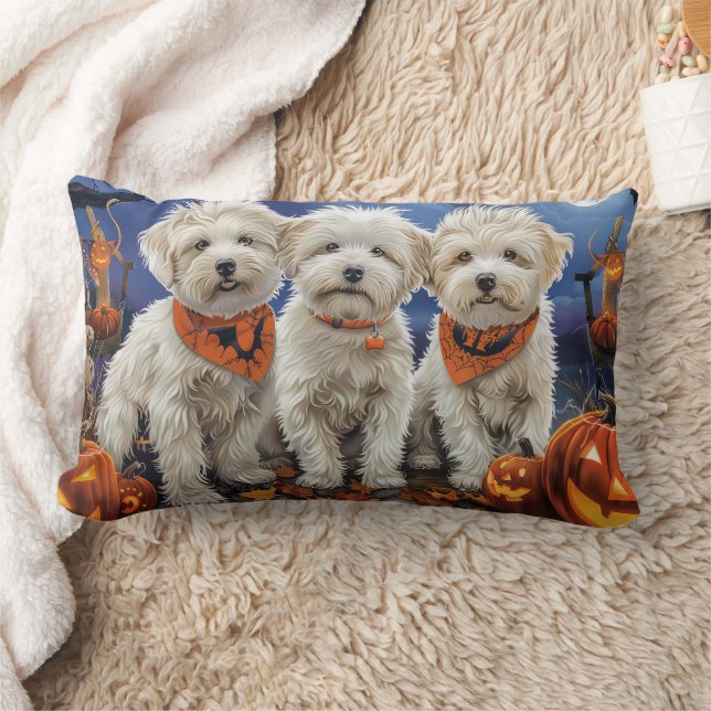 Coussin Rectangle Coton De Tulear Halloween Éffrayant (Couverture)