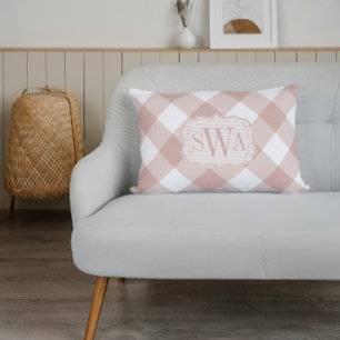 Coussin Rectangle Cottage vintage Dusty Rose En vichy