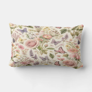 Coussin Rectangle Cottagecore Butterflies Flowers Pillow