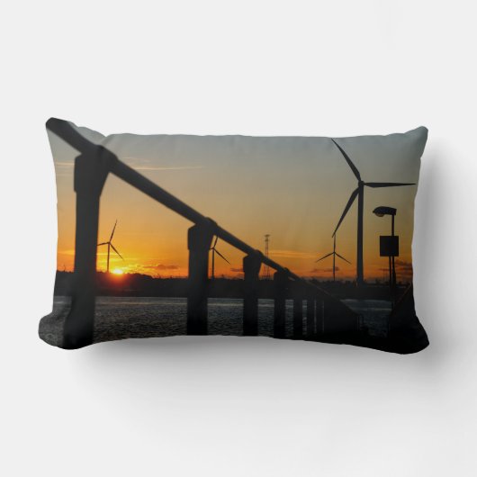 Coussin Rectangle Coucher de soleil avec moulin à vent, relaxant. (Recto)