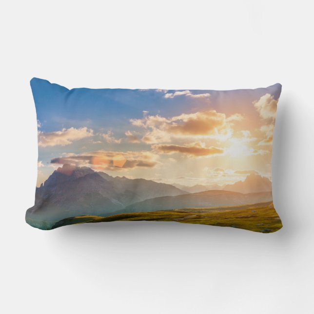 Coussin Rectangle Coucher de soleil dans les montagnes (Recto)