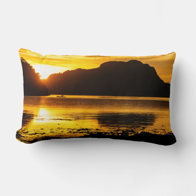 Coussin Rectangle Coucher de soleil doré sur la baie (Recto)