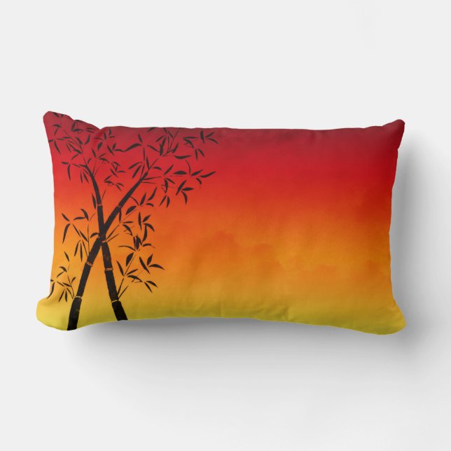 Coussin Rectangle Coucher de soleil rouge magnifique Bambou et vue s (Recto)