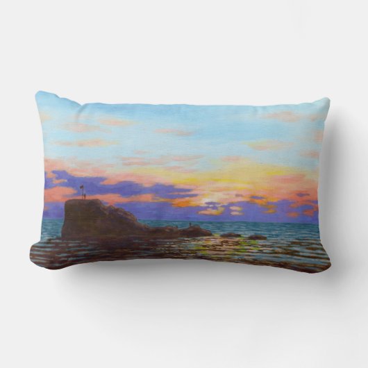 Coussin Rectangle Coucher de soleil sur la plage de Perranporth (Recto)