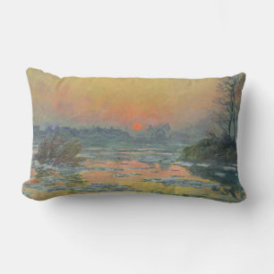 Coussin Rectangle Coucher de soleil sur la Seine en hiver (Claude Mo