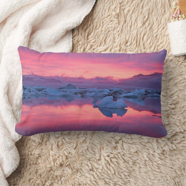 Coussin Rectangle Coucher de soleil sur le lagon du glacier Jokulsar (Couverture)