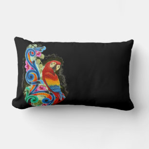 Coussin Rectangle couleur de l'ara noir