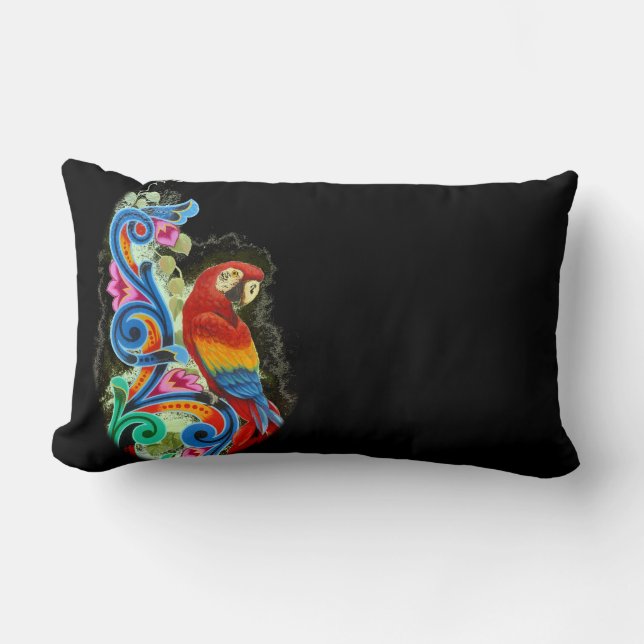 Coussin Rectangle couleur de l'ara noir (Recto)