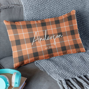 Coussin Rectangle Couleur orange et noire élégante Plaid
