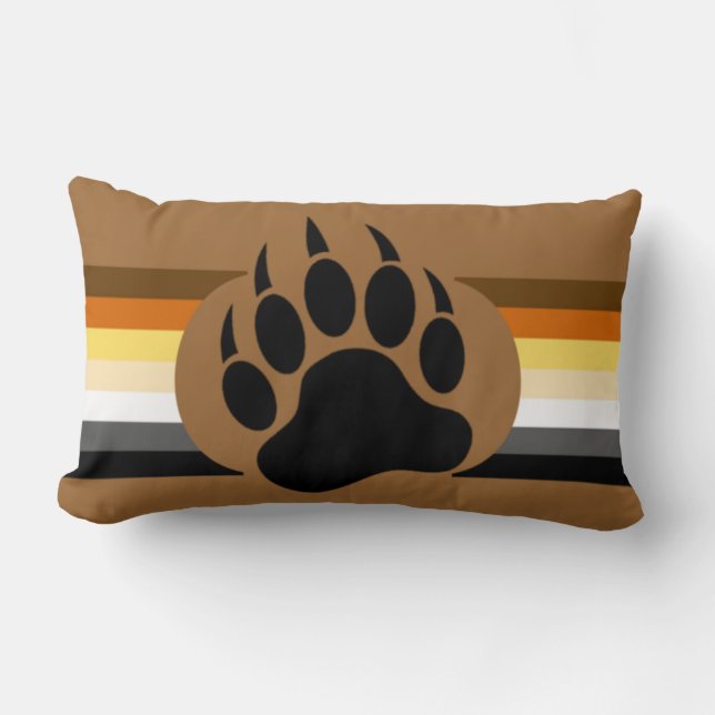 Coussin Rectangle Couleurs de fierté de l'ours gay et patte d'ours (Recto)