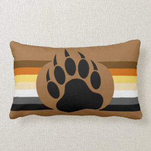 Coussin Rectangle Couleurs de fierté de l'ours gay et patte d'ours