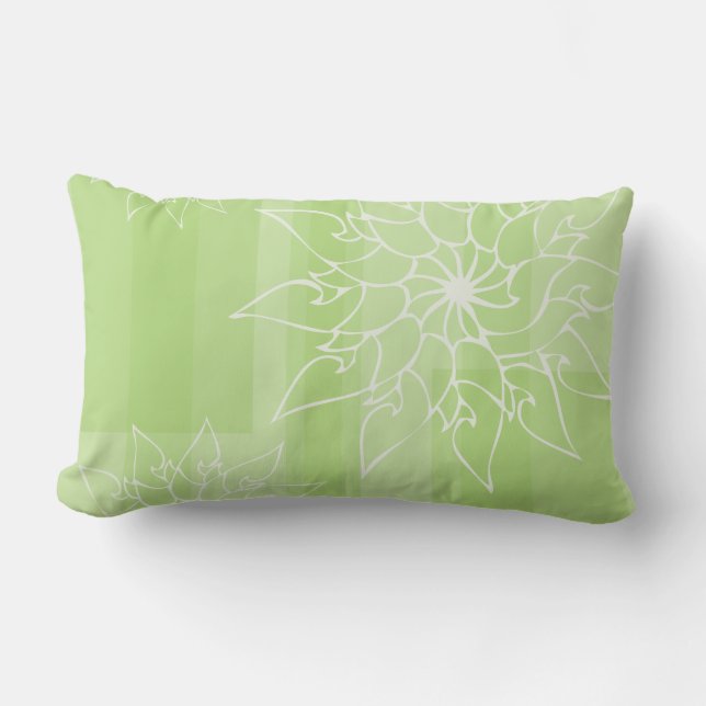 Coussin Rectangle Couleurs pastel de floral oriental vert (Recto)
