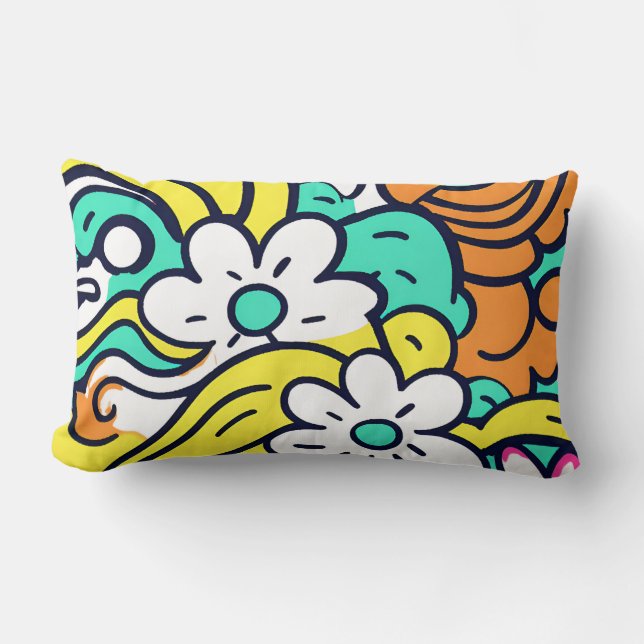 Coussin Rectangle Couleurs vives du Fleur sauvage Y2K en gras pour l (Recto)