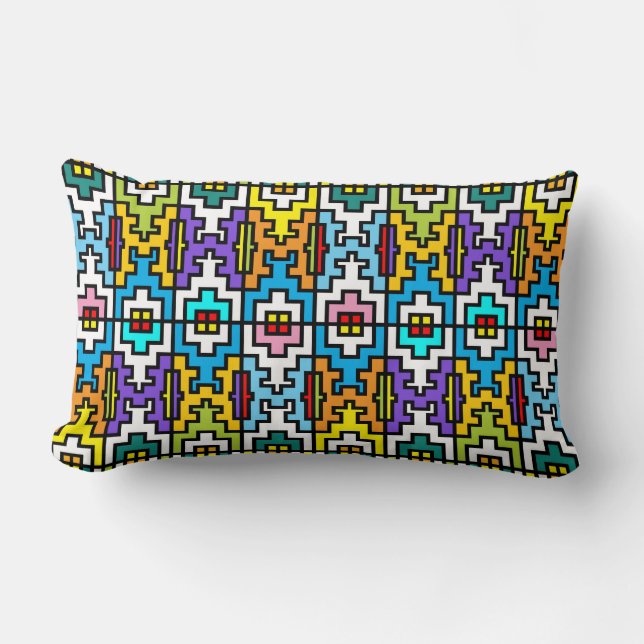 Coussin Rectangle Couleurs vives motif africain (Recto)