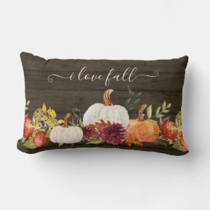 Coussin Rectangle Country Chic Farm Citrouilles d'automne Bourgogne