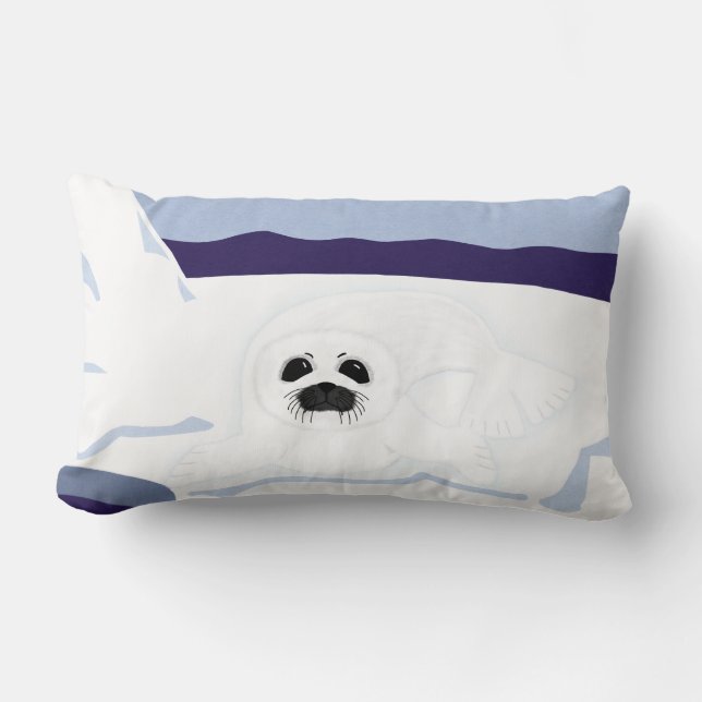 Coussin Rectangle Coupe de phoque blanc sur l'art cartographique Ice (Recto)