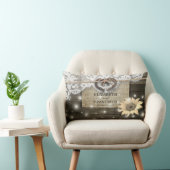 Coussin Rectangle Couple Fer à Cheval Coeur Dentelle Soleil Mariage (Chaise)