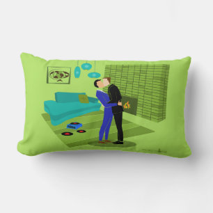 Coussin Rectangle Couple gay rétro dans l'amour