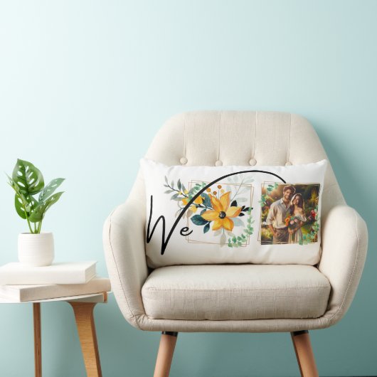 Coussin Rectangle Couple Lumbar à fleurs dorées (Chaise)