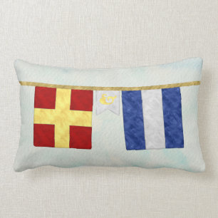 Coussin Rectangle Couples d'aquarelle Monogramme Signal maritime Dra