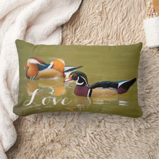 Coussin Rectangle Couples de canard de mandarine/mariage fait sur (Couverture)