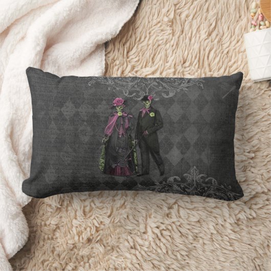Coussin Rectangle Couples de squelette de Halloween (Couverture)