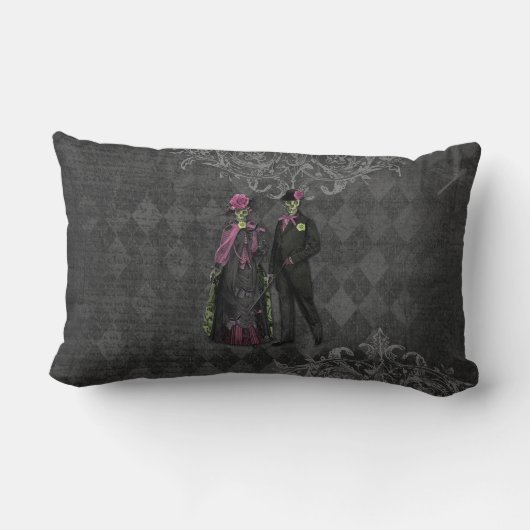Coussin Rectangle Couples de squelette de Halloween (Verso)