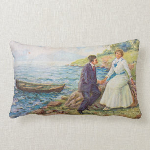 Coussin Rectangle Couples romantiques d'illustration vintage