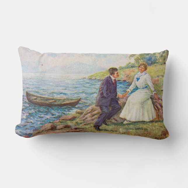 Coussin Rectangle Couples romantiques d'illustration vintage (Recto)
