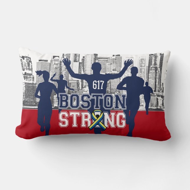Coussin Rectangle Coureurs forts d'esprit de Boston sur le rouge (Recto)