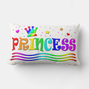 Coussin Rectangle Couronne de princesse arc-en-ciel de dessin animé