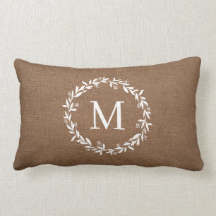 Coussin Rectangle Couronne rustique monogrammée Ferme moderne