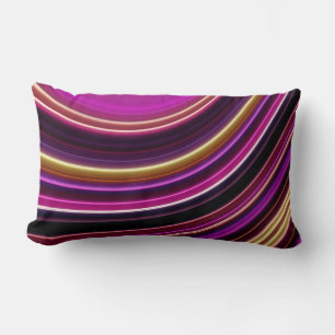 Coussin Rectangle Coussin, Bandes Néon Courbes, Rose Or