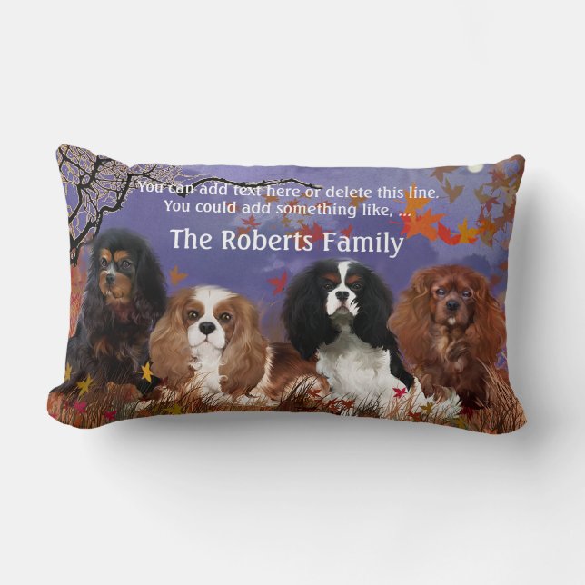 Coussin Rectangle Coussin, Cavalier Spaniel, 4 types d'Espagnol (Recto)