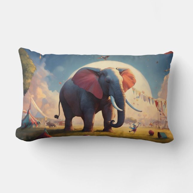 Coussin Rectangle "Coussin éléphant, cadeau bébé, jeune homme" (Recto)