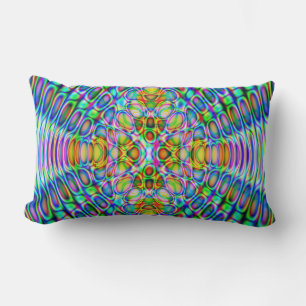 Coussin Rectangle Coussin, Ondes sonores abstraites, bleu jaune