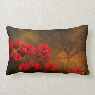 Coussin Rectangle Coussin-Pavots et arbre