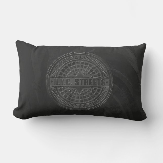 Coussin Rectangle Couvercles de trou en marbre noir (Recto)