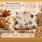 Coussin Rectangle Couverture jetée Café & Livres Automne Confortable