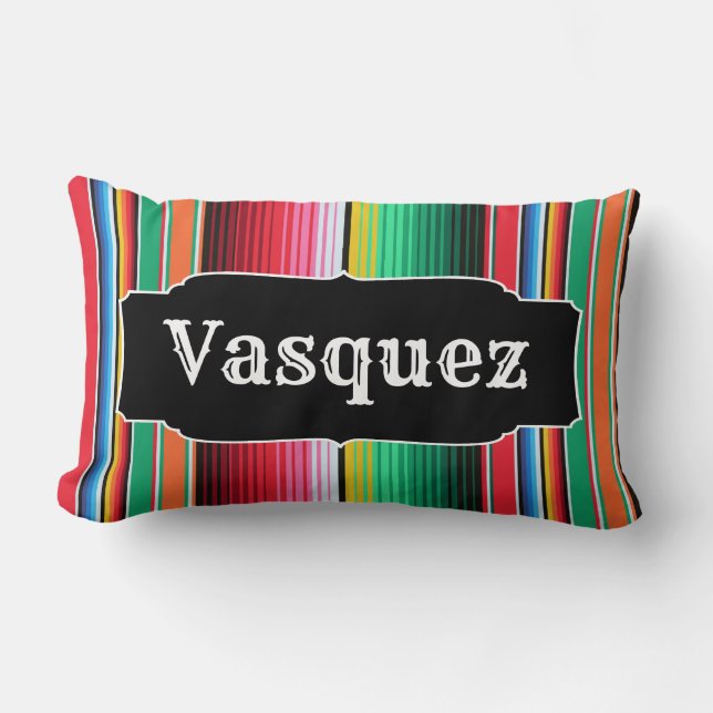 Coussin Rectangle Couverture mexicaine de Serape d'Espagnol fait sur (Recto)