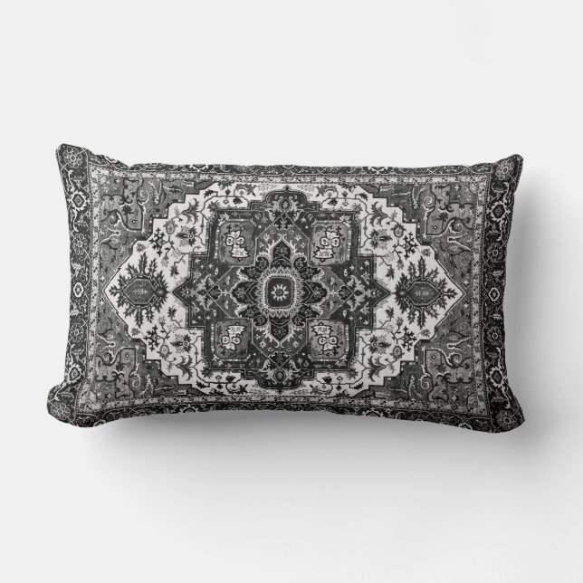 Coussin Rectangle COUVERTURE PERSANE - noir et blanc (Recto)