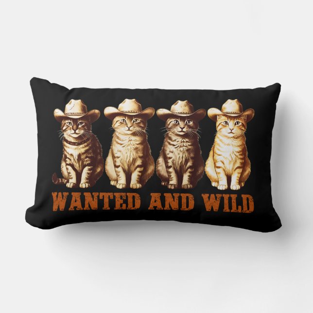Coussin Rectangle Cowboy Cats Wild Western Kitty Graphic, (Recto)
